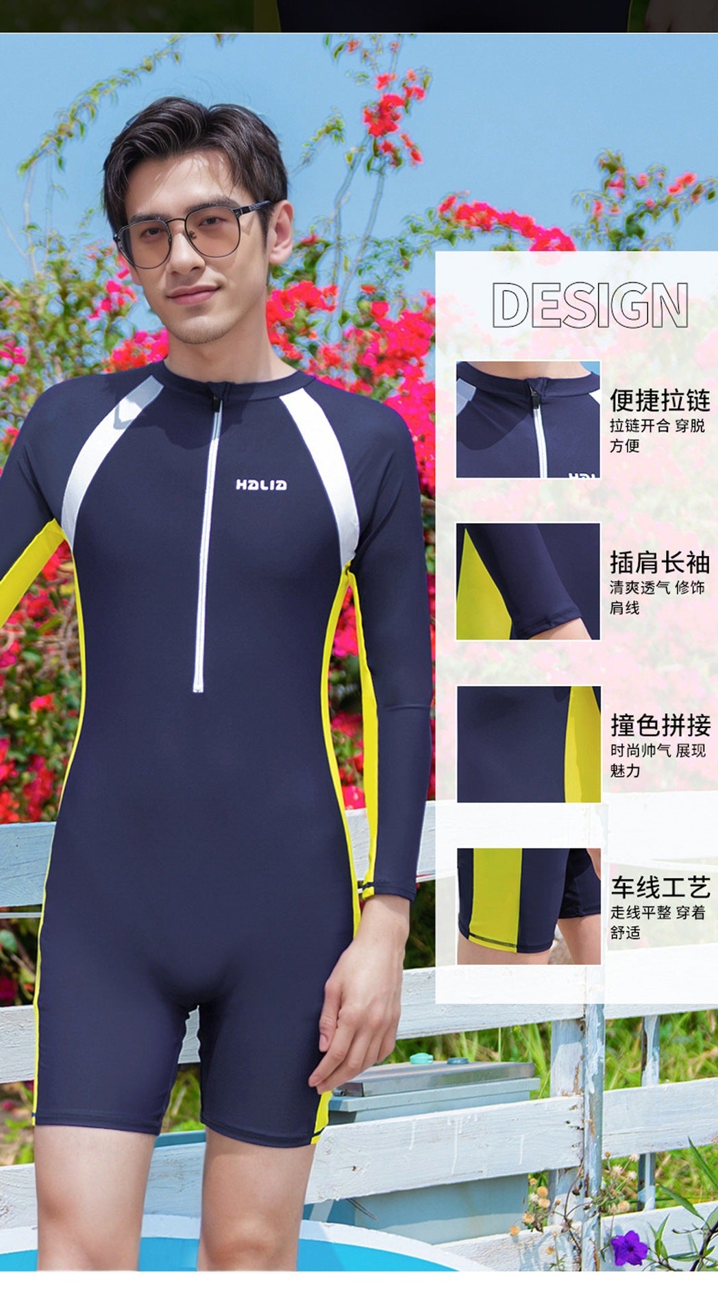 2026 New Men's Long-Sleeved Sun-Protective Quick-Drying One-Piece Swimsuit Men's Quick-Drying Surfing Diving Cross-Border Custom Wholesale
