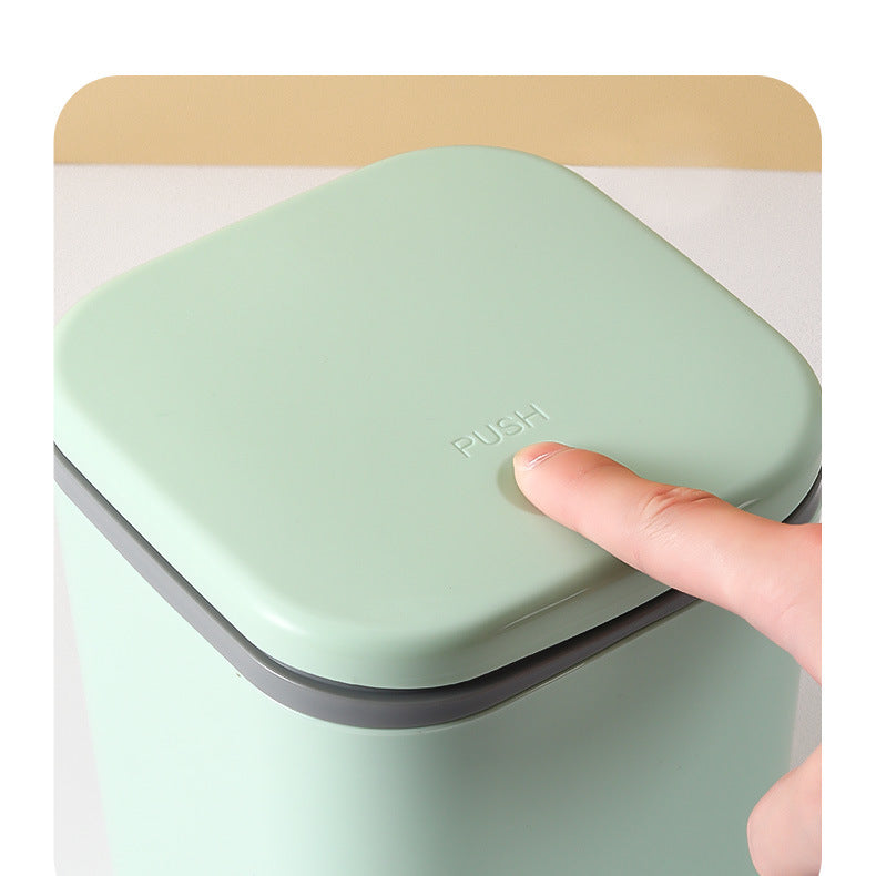 Small Desktop Trash Can for Home Office High-End Dormitory Press with Lid Mini Plastic Storage Trash Can