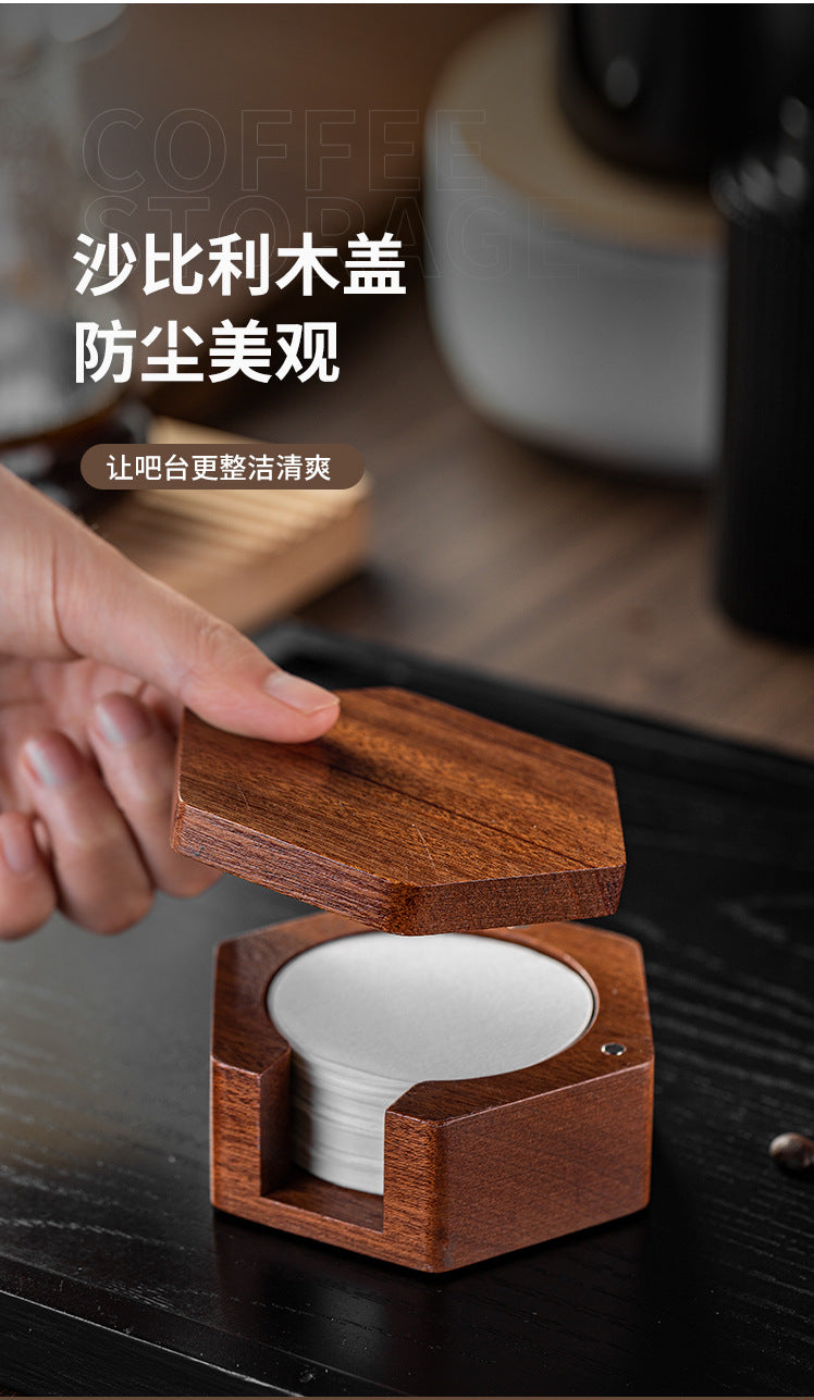 Round Italian Coffee Extraction Filter Paper Storage Sabri Wood Solid Wood Storage Base 58/53/51mm Universal