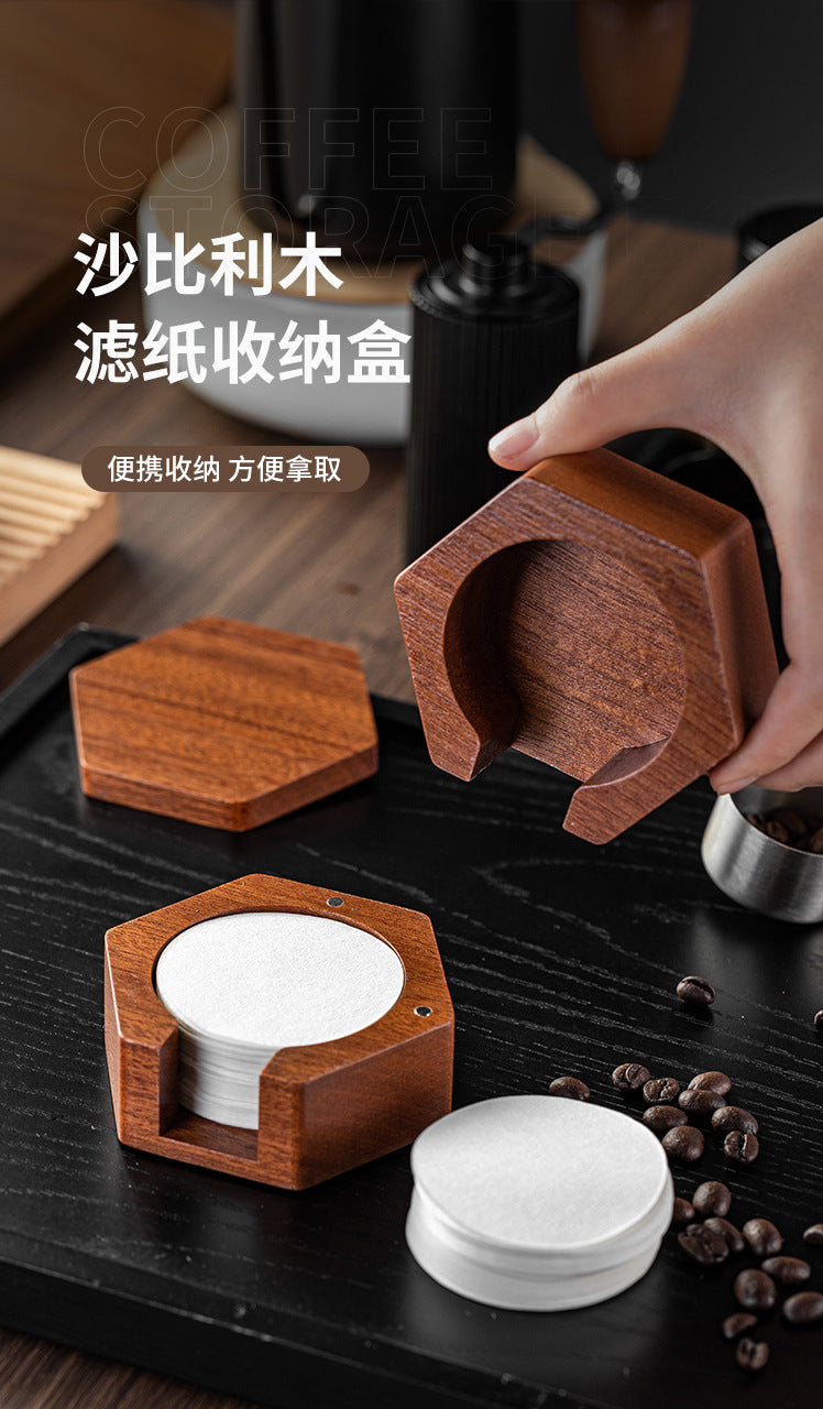 Round Italian Coffee Extraction Filter Paper Storage Sabri Wood Solid Wood Storage Base 58/53/51mm Universal
