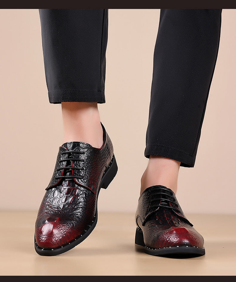 New Four Seasons Men's Leather Shoes Business Dress Leather Shoes Lace-up Casual All-match Wear-resistant Leather Shoes Wedding Shoes Men's Shoes