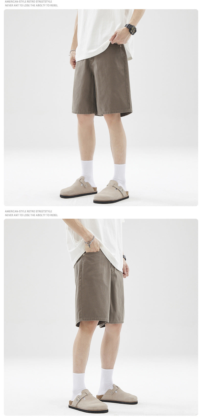 LKTM Men's# American Retro vintage Straight Pants Men's Niche Couples Joker Simple Casual Shorts