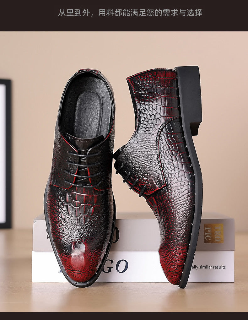 New Four Seasons Men's Leather Shoes Business Dress Leather Shoes Lace-up Casual All-match Wear-resistant Leather Shoes Wedding Shoes Men's Shoes