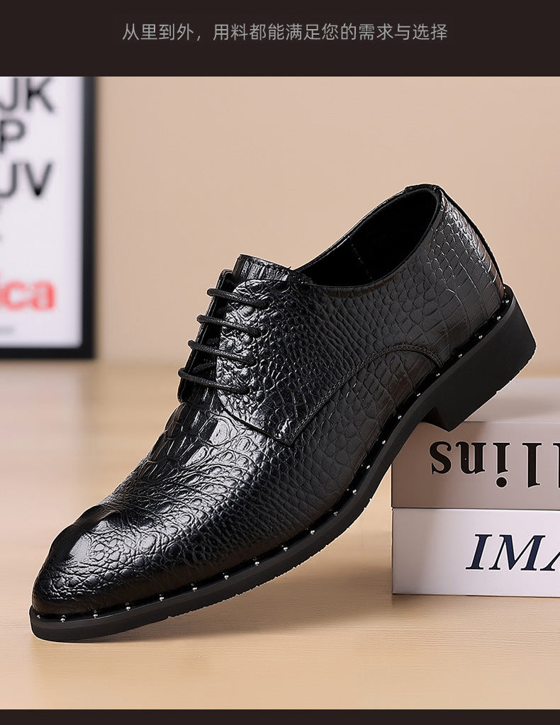 New Four Seasons Men's Leather Shoes Business Dress Leather Shoes Lace-up Casual All-match Wear-resistant Leather Shoes Wedding Shoes Men's Shoes