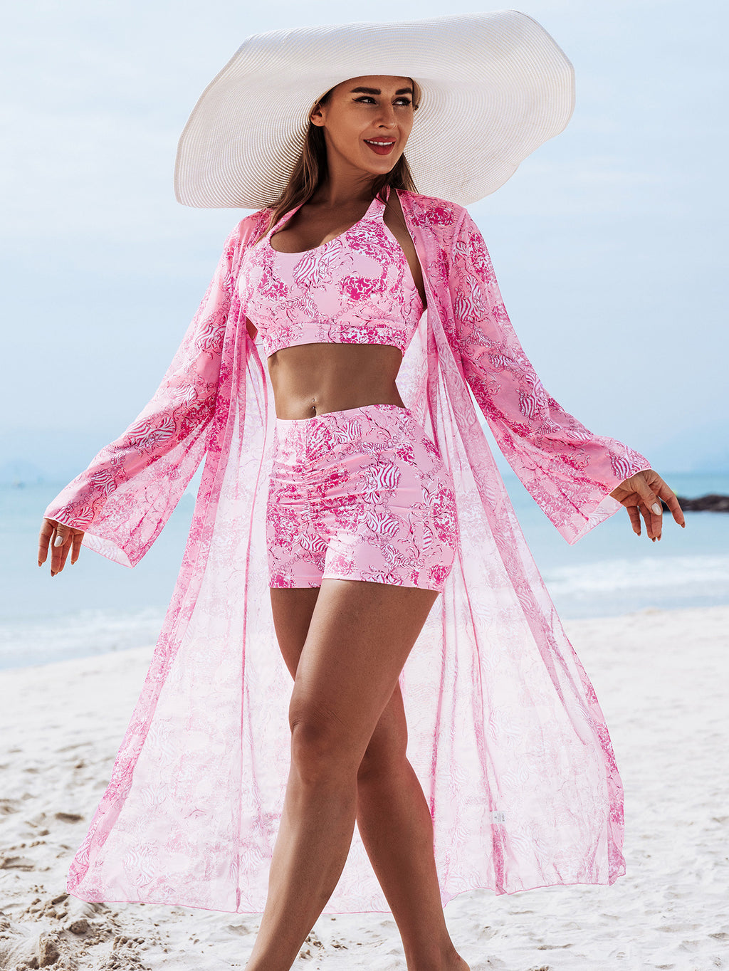 Mingyi New High-end European and American Fashion Sexy Women's Three-piece Bikini BIKINI Multicolor Printed Women's Swimsuit
