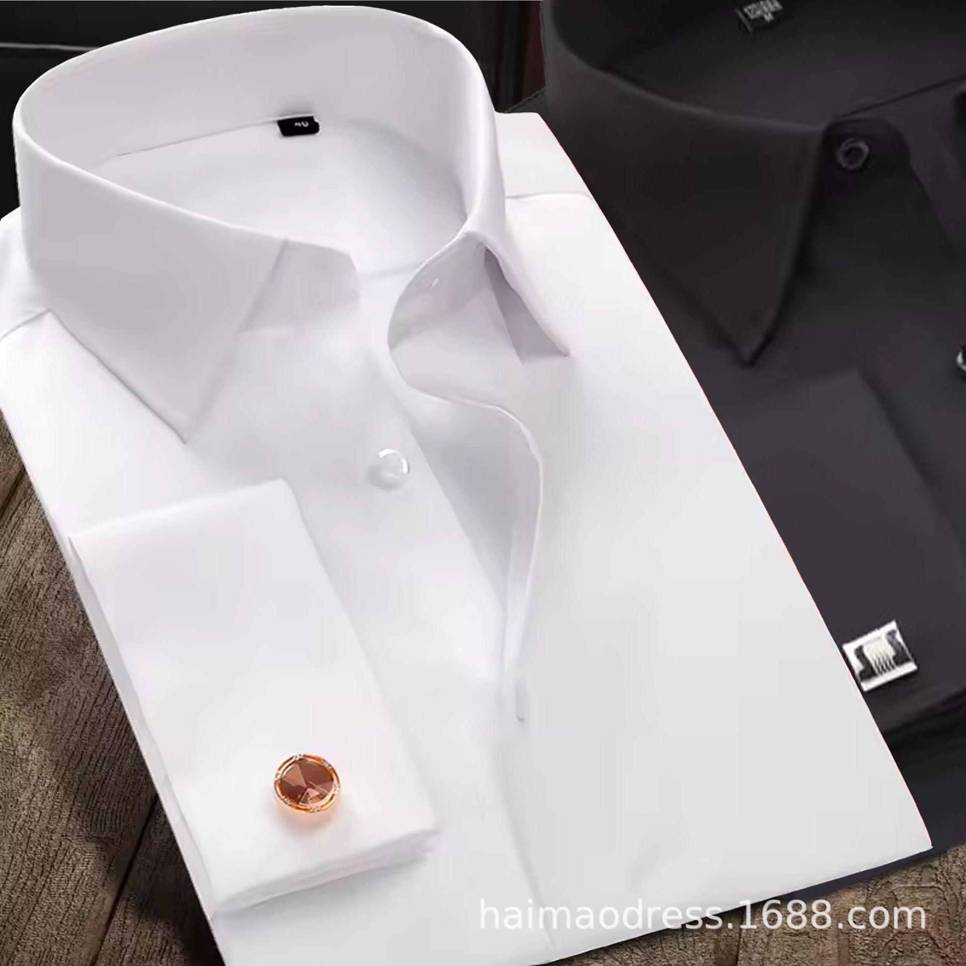 Solid Color Amazon Stretchy Plus-Size Men's Long-Sleeve Shirt, Men's Fashion Shirt, Slim Fit Outerwear