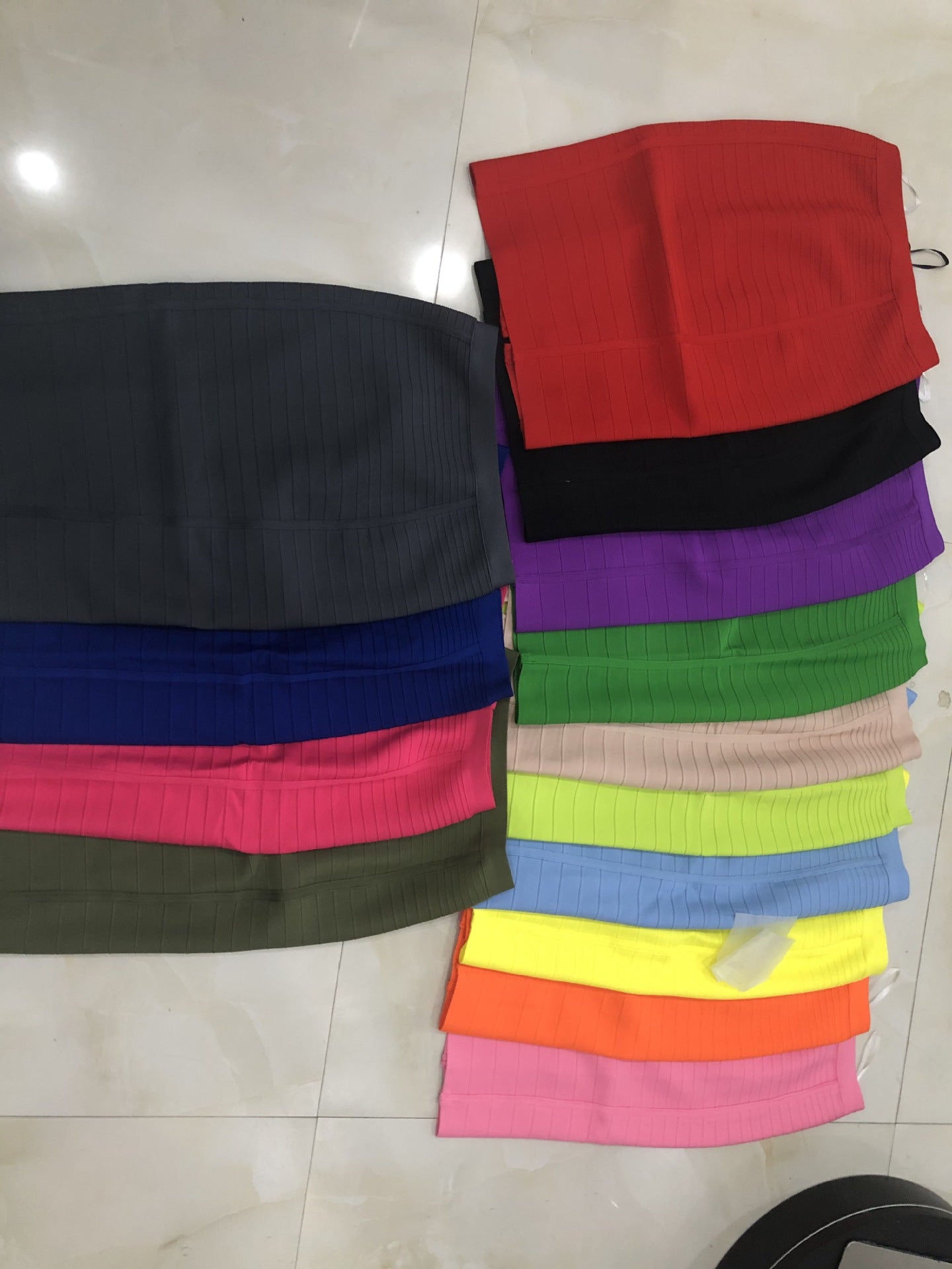 Amazon Aliexpress Best-Selling 16-Color Bandage Skirt Stripesd Zipper Double-Open Sexy High-Waist Hip Skirt Skirt