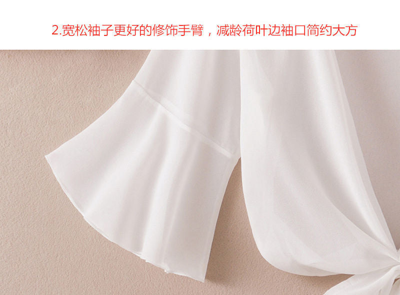 2025 Summer Sunscreen Clothing Chiffon Small Shawl Jacket Women's All-match Small Waistcoat Short Sleeve Thin Outer Short Cardigan