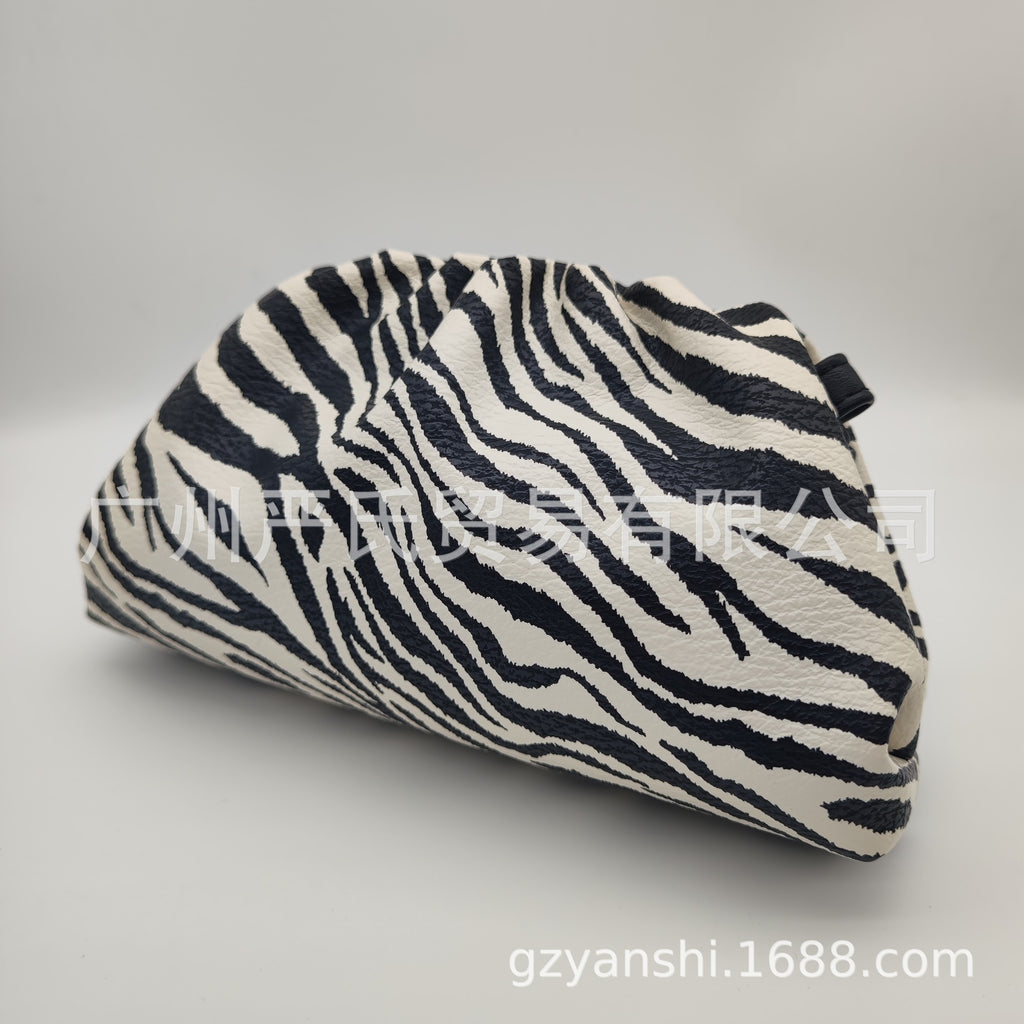 Zebra Pattern Cloud Bag Cross-border Women's Bag Pleated Dumpling Bag New Autumn and Winter Fashion Shoulder Crossbody Bag Hand-held Women's Bag