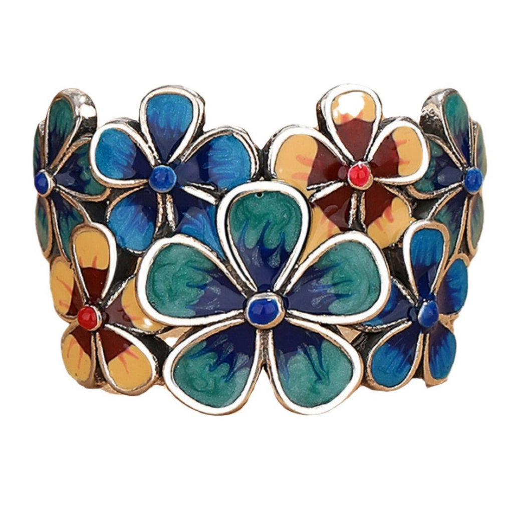 Chinese Style Blooming Flower Ring for Women, Retro Ethnic Style Open Adjustable Creative Index Finger Ring