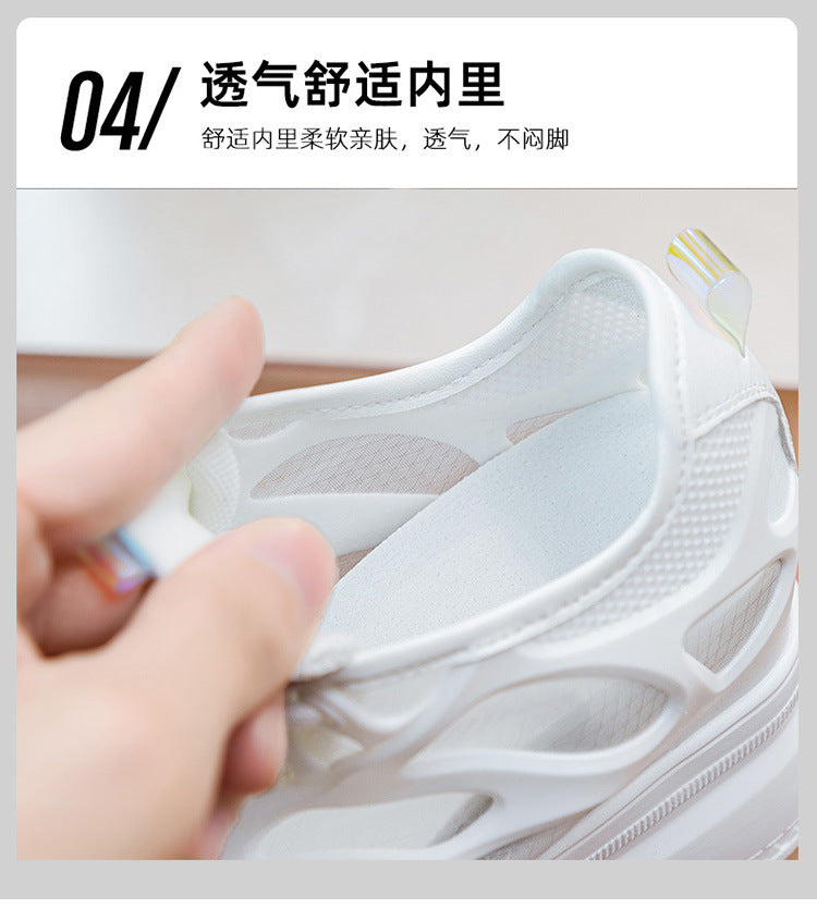 2025 Women's Shoes New Style Platform Thick-Soled Mesh Sports Casual Shoes Popular Internet Celebrity Breathable Trendy White Shoes Sandals