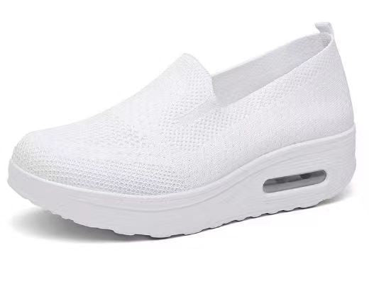 Women's Sports Shoes Cross-Border Foreign Trade 2026 New Model Thick-Soled Air-Cushioned Casual Shoes Mesh Slip-On Height-Increasing Walking Shoes for Women