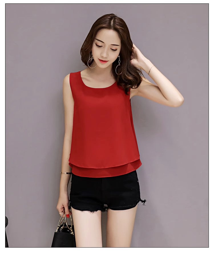 Chiffon Camisole Women's All-match Outer Wear Inner 2025 Summer Loose Slimming plus size Sleeveless Base Top