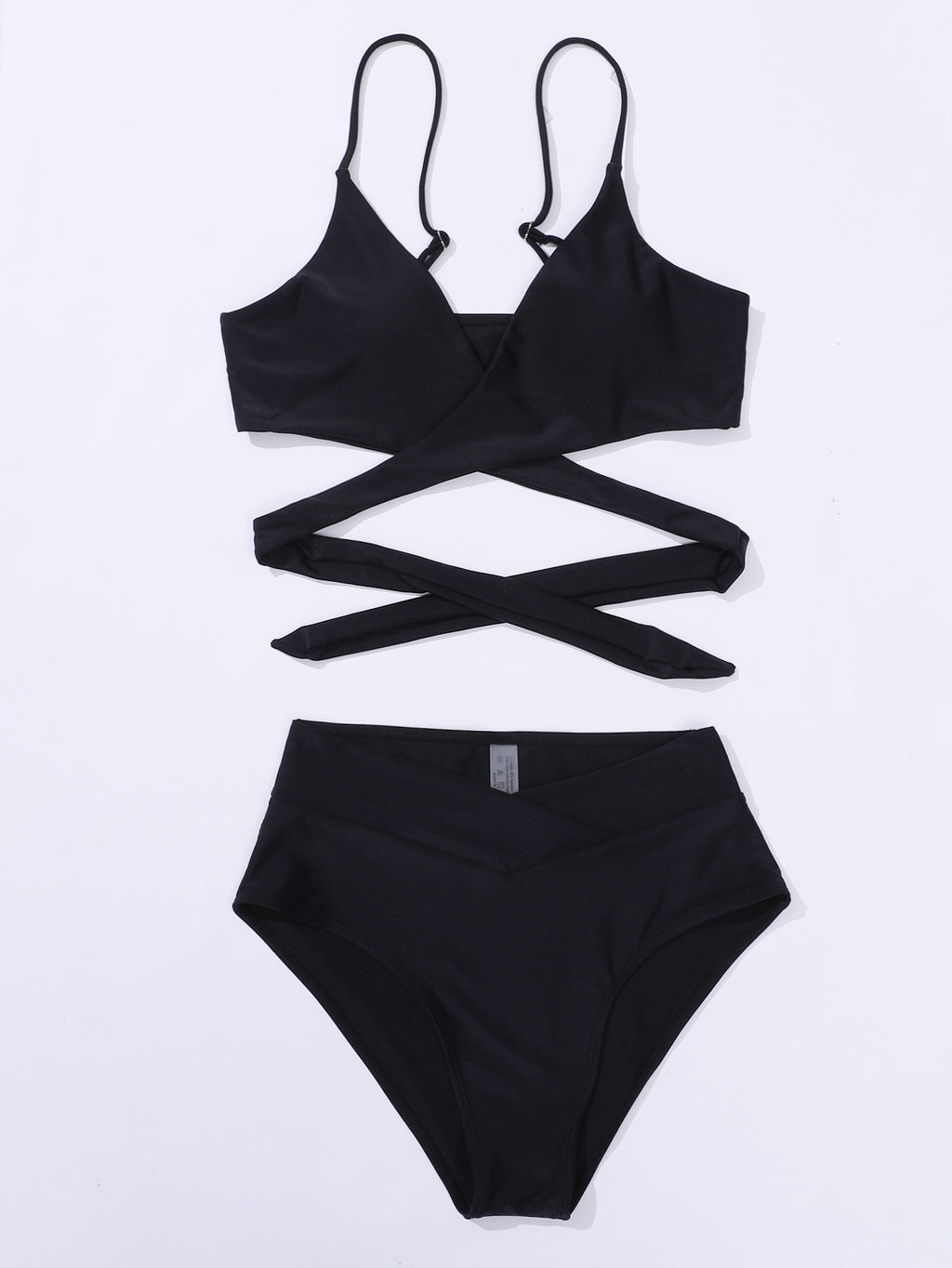 2025 New Bikini Cross-Border European and American Style Aliexpress Solid Color Tie-Up Sexy Bikini Two-Piece Swimsuit Swimwear for Women