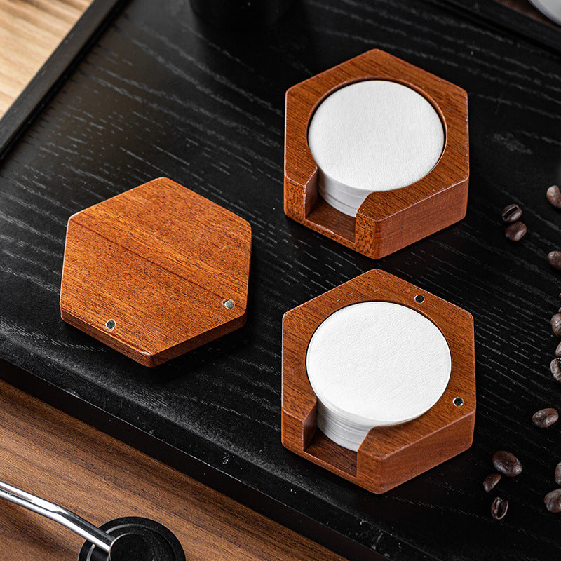 Round Italian Coffee Extraction Filter Paper Storage Sabri Wood Solid Wood Storage Base 58/53/51mm Universal