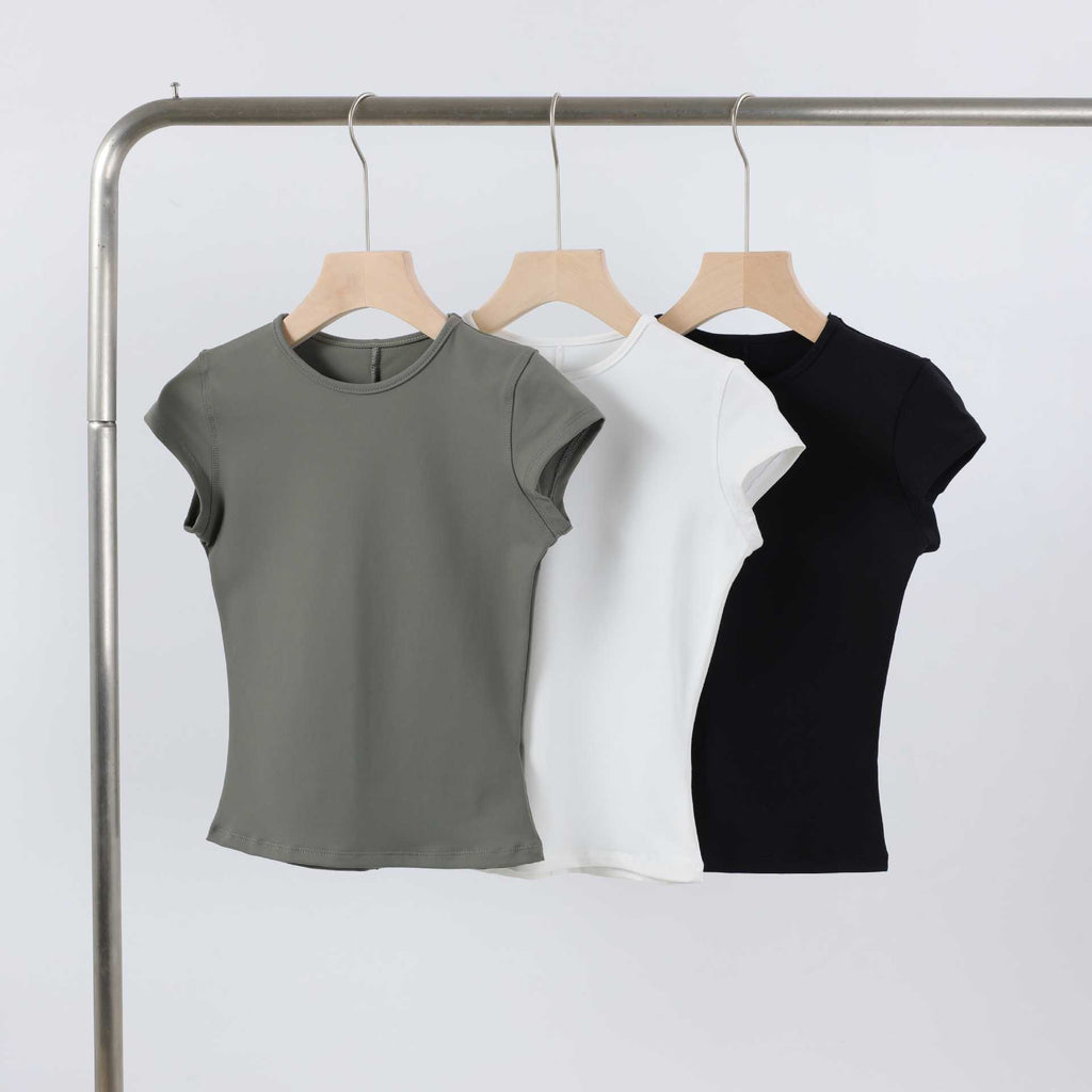 Spot Tankair Sexy Skin-Friendly Nude Elastic Tight Fitness Right Shoulder Small Flying Sleeve T-Shirt Sports Quick-Drying Top