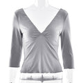 Spring Summer Deep V Plunge Low Collar Backless Half Sleeve T shirt