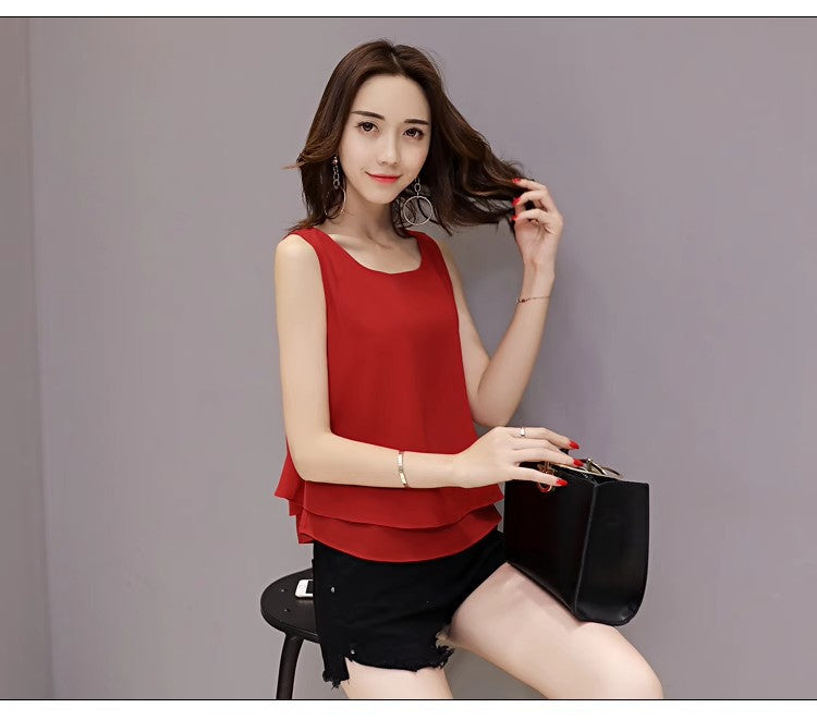Chiffon Camisole Women's All-match Outer Wear Inner 2025 Summer Loose Slimming plus size Sleeveless Base Top
