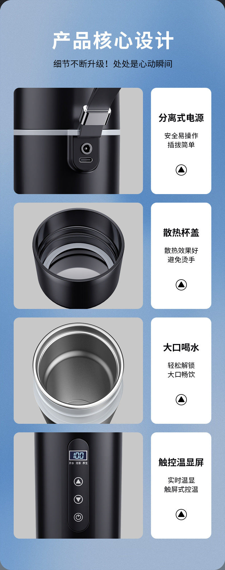 Car heating water cup 2024 new 12v24v universal usb insulation integrated size truck heating water cup