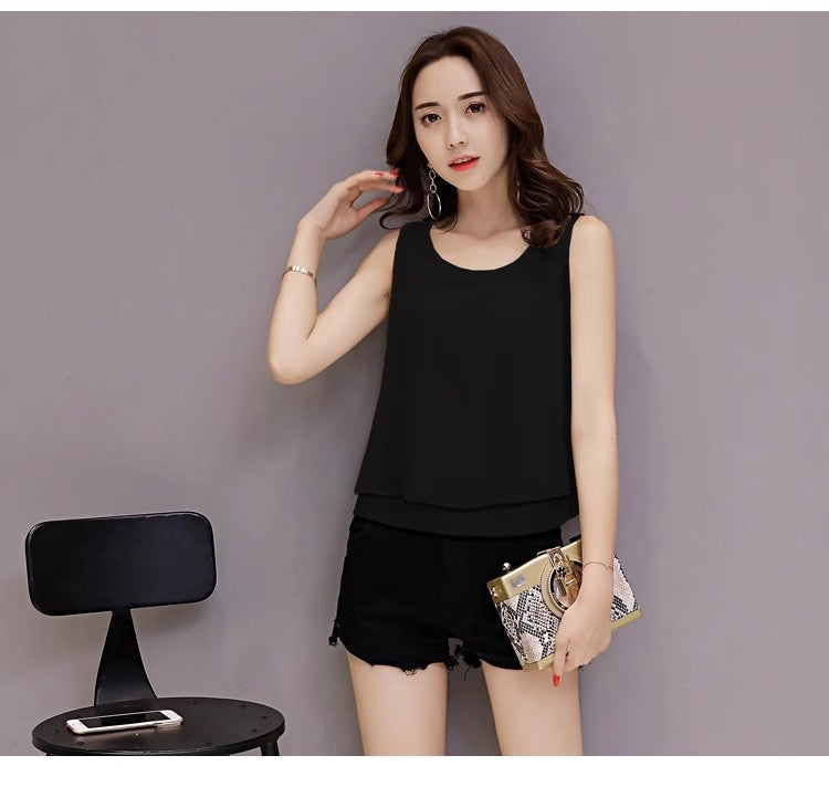 Chiffon Camisole Women's All-match Outer Wear Inner 2025 Summer Loose Slimming plus size Sleeveless Base Top
