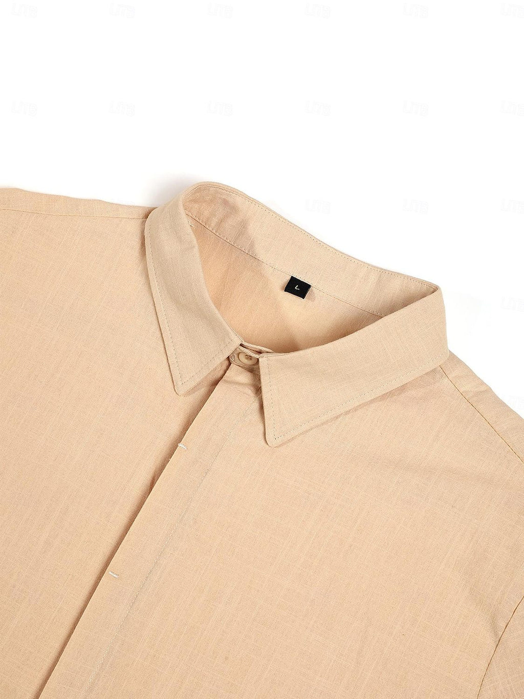 European and American Men's Double Placket Cotton Linen Cardigan Short-sleeved high quality Shirt Summer Home Short-sleeved Lapel Shirt Cross-border