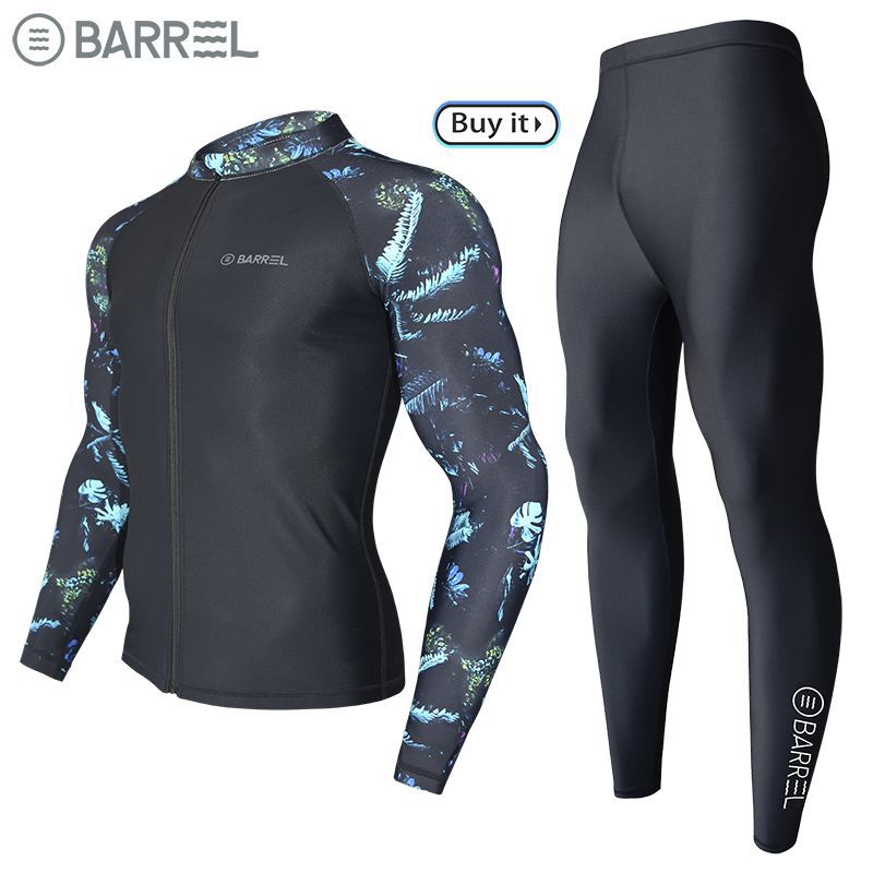 Sun Protection Swimsuit Men's Surfing Suit Split Quick-Drying Tight Jellyfish Suit Snorkeling Suit Wetsuit Full Body Long-Sleeved Trousers