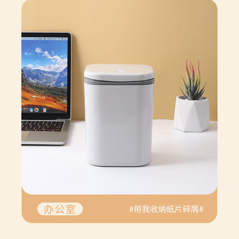Small Desktop Trash Can for Home Office High-End Dormitory Press with Lid Mini Plastic Storage Trash Can