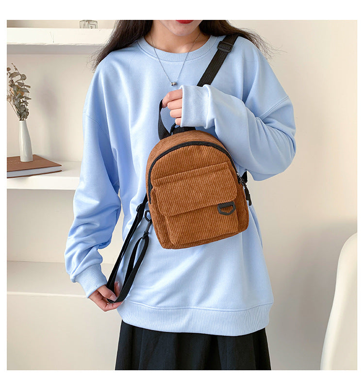 Wholesale/Mini Backpack ins Super Hot Cute OL Commuter Small Cosmetic Bag Striped Textured Student All-match Schoolbag