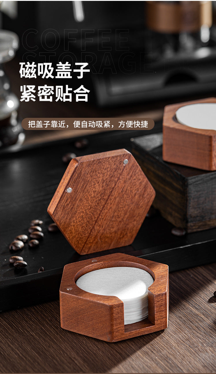 Round Italian Coffee Extraction Filter Paper Storage Sabri Wood Solid Wood Storage Base 58/53/51mm Universal