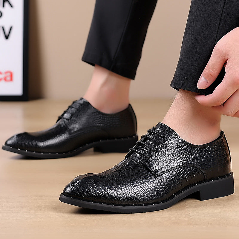 New Four Seasons Men's Leather Shoes Business Dress Leather Shoes Lace-up Casual All-match Wear-resistant Leather Shoes Wedding Shoes Men's Shoes