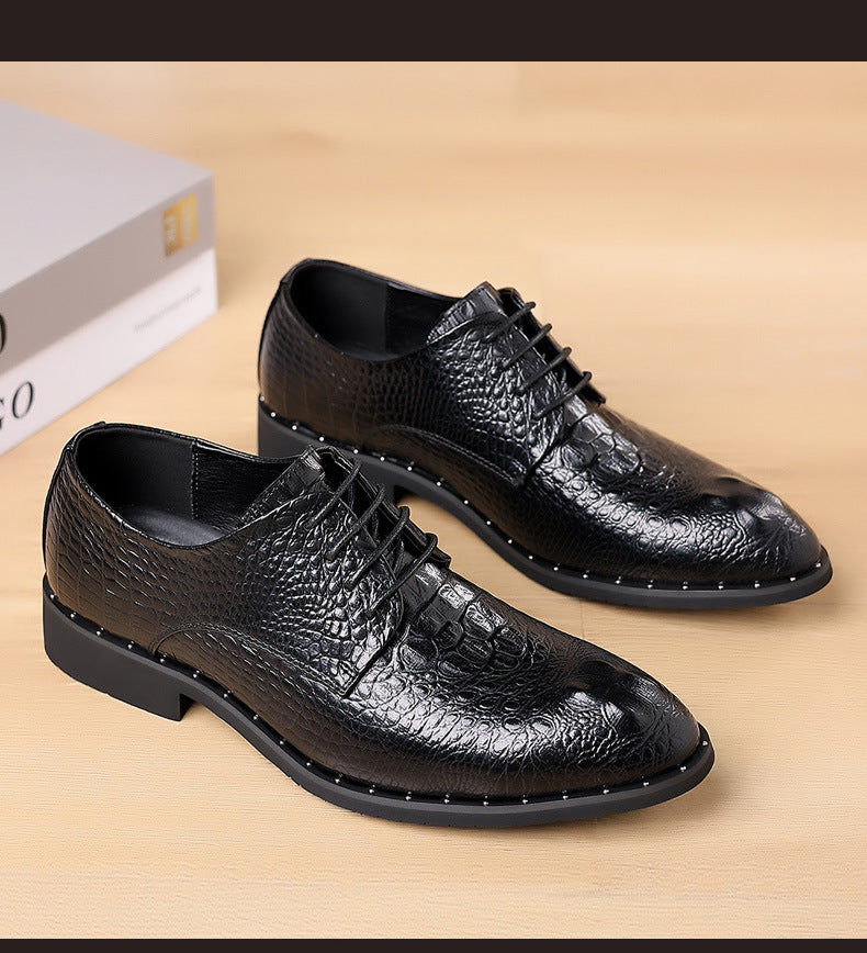 New Four Seasons Men's Leather Shoes Business Dress Leather Shoes Lace-up Casual All-match Wear-resistant Leather Shoes Wedding Shoes Men's Shoes