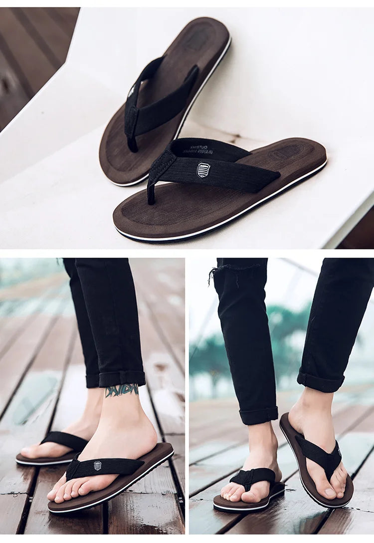Factory wholesale summer men's beach shoes flip-flops leisure trend sandals wholesale pinch feet non-slip foreign trade explosions