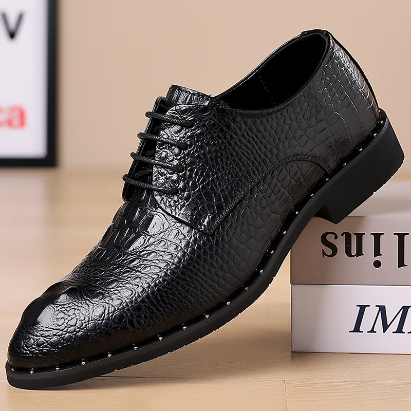New Four Seasons Men's Leather Shoes Business Dress Leather Shoes Lace-up Casual All-match Wear-resistant Leather Shoes Wedding Shoes Men's Shoes