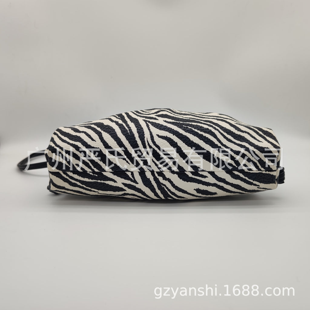 Zebra Pattern Cloud Bag Cross-border Women's Bag Pleated Dumpling Bag New Autumn and Winter Fashion Shoulder Crossbody Bag Hand-held Women's Bag