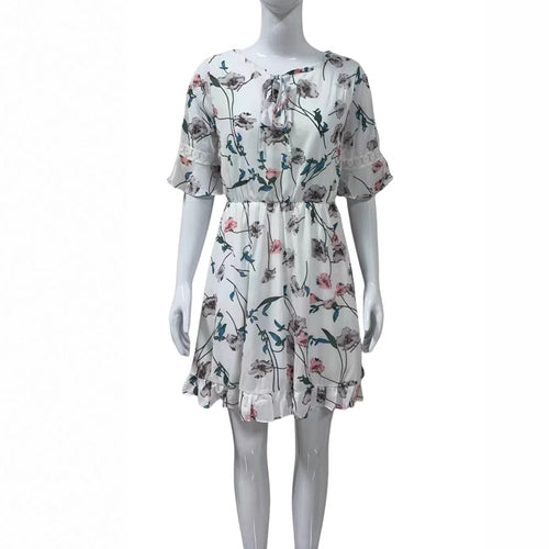V neck Lace up Floral Dress Women Clothing Summer Clothes Design Short