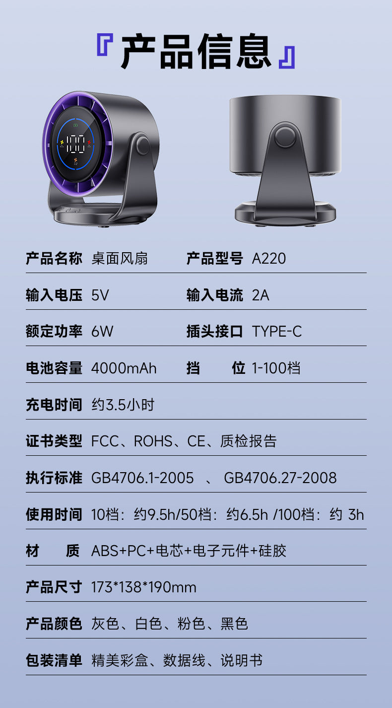 New air circulation fan large wind mute fan non-perforated wall hanging kitchen dormitory desk face exposure fan
