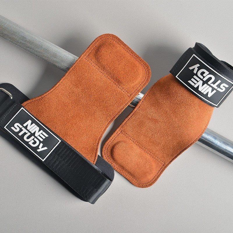 Hard Pull Booster with Cowhide Palm Men's Pull-Up Wrist Bracer Horizontal Bar Pull Back Grip with Hand Gloves Men's Fitness Gloves