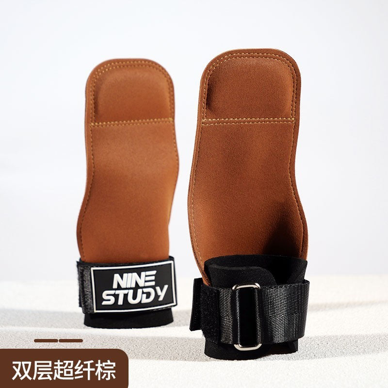 Hard Pull Booster with Cowhide Palm Men's Pull-Up Wrist Bracer Horizontal Bar Pull Back Grip with Hand Gloves Men's Fitness Gloves