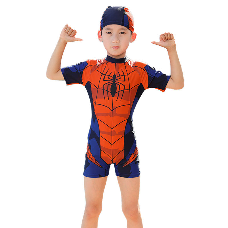 Children's Swimsuit Boys Siaman Spider-Man Long Sleeve Small Medium and Large Children's Baby Sunscreen Quick-drying Equipment Hot Spring Wholesale