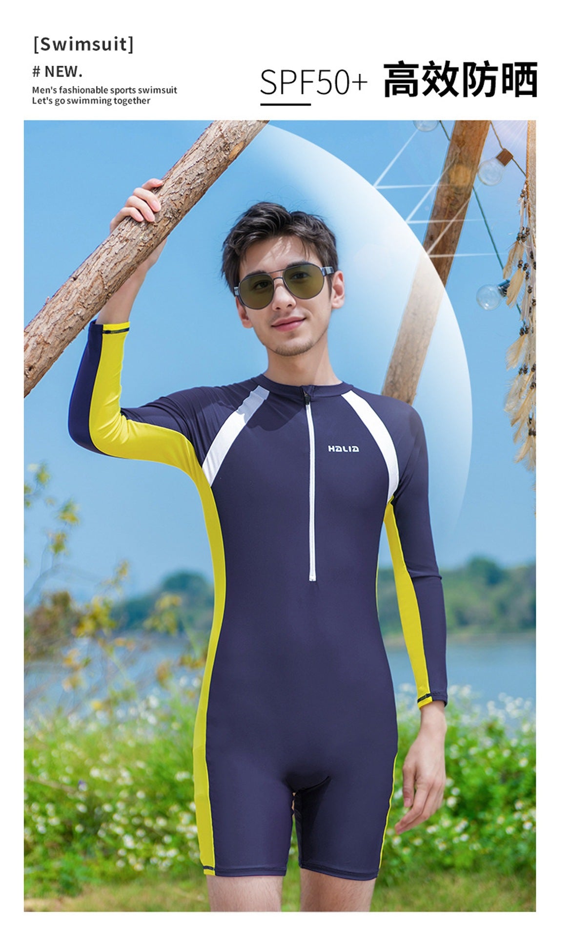 2026 New Men's Long-Sleeved Sun-Protective Quick-Drying One-Piece Swimsuit Men's Quick-Drying Surfing Diving Cross-Border Custom Wholesale