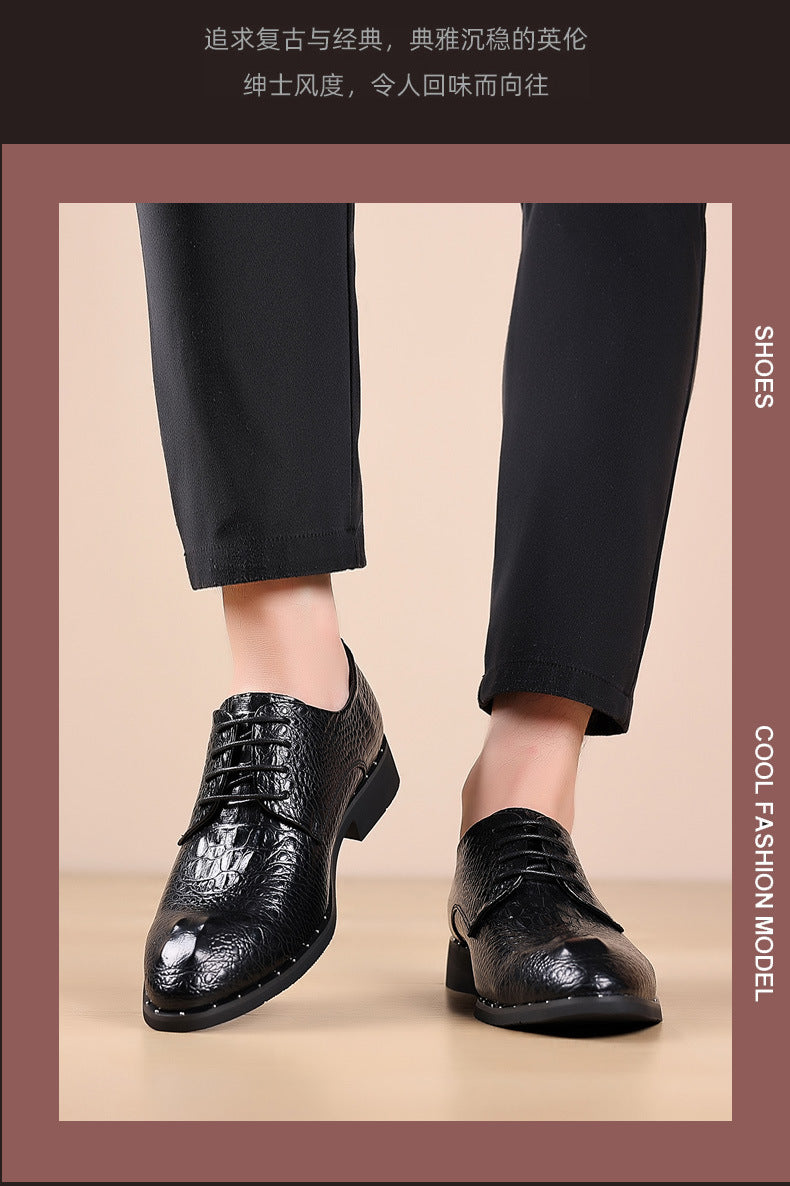 New Four Seasons Men's Leather Shoes Business Dress Leather Shoes Lace-up Casual All-match Wear-resistant Leather Shoes Wedding Shoes Men's Shoes