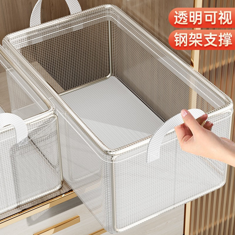 Clothes Storage Box Household Wardrobe Clothes Trousers Fitting Box Transparent Layered Folding Storage Basket Box Free Shipping