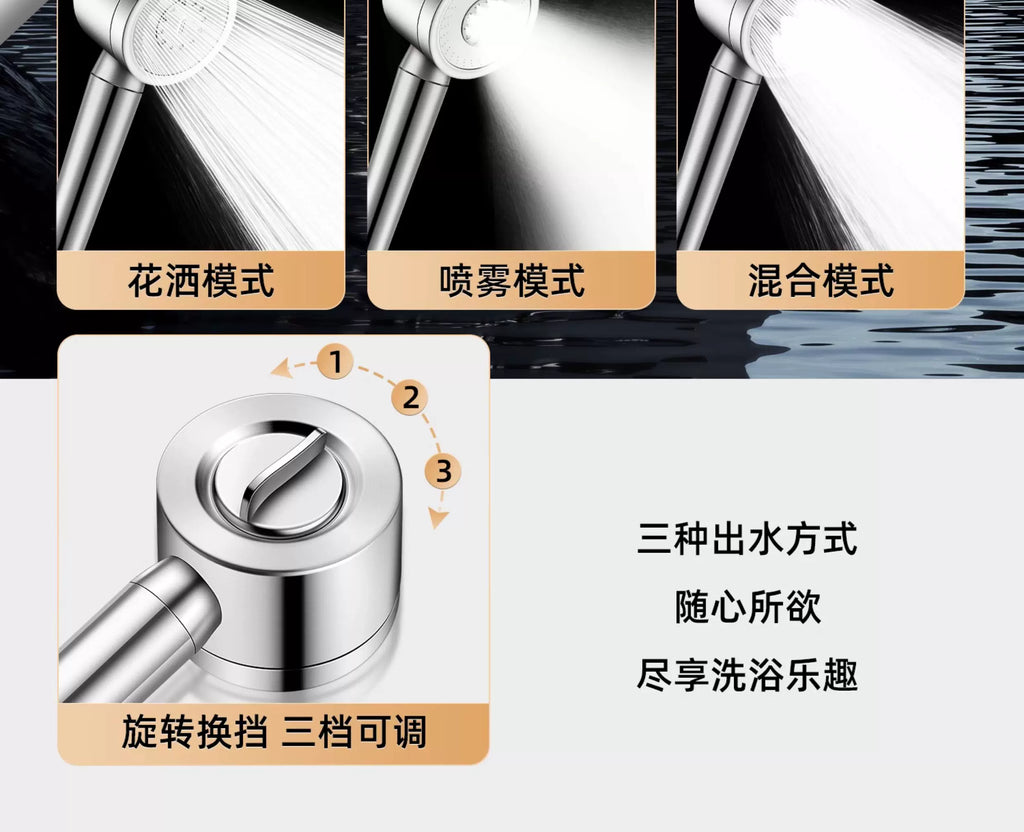 Upgraded 304 Stainless Steel High Pressure Shower Head 3 Modes Large Flow Sprayer Anti-Fall Shower Faucet Bathroom Accessories