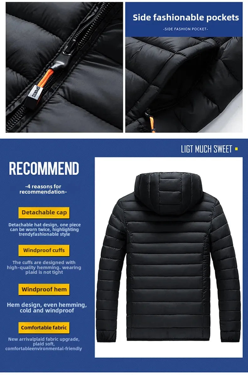 Cross-Border Exclusive Supply for Amazon: Men's 2026 Winter Jacket, Slim Fit, Lightweight Cotton Coat, Thin Multi-Color Quilted Cotton Clothing