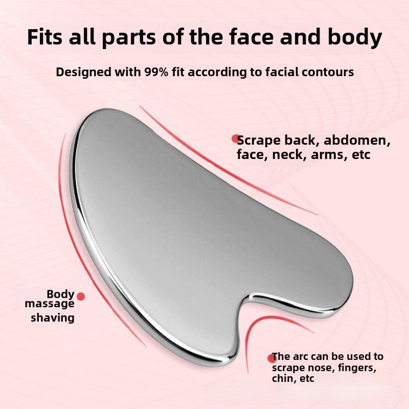 Factory direct stainless steel large heart-shaped scraping plate hand face scraping metal massage beauty tools wholesale