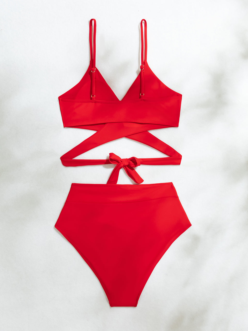 2025 New Bikini Cross-Border European and American Style Aliexpress Solid Color Tie-Up Sexy Bikini Two-Piece Swimsuit Swimwear for Women