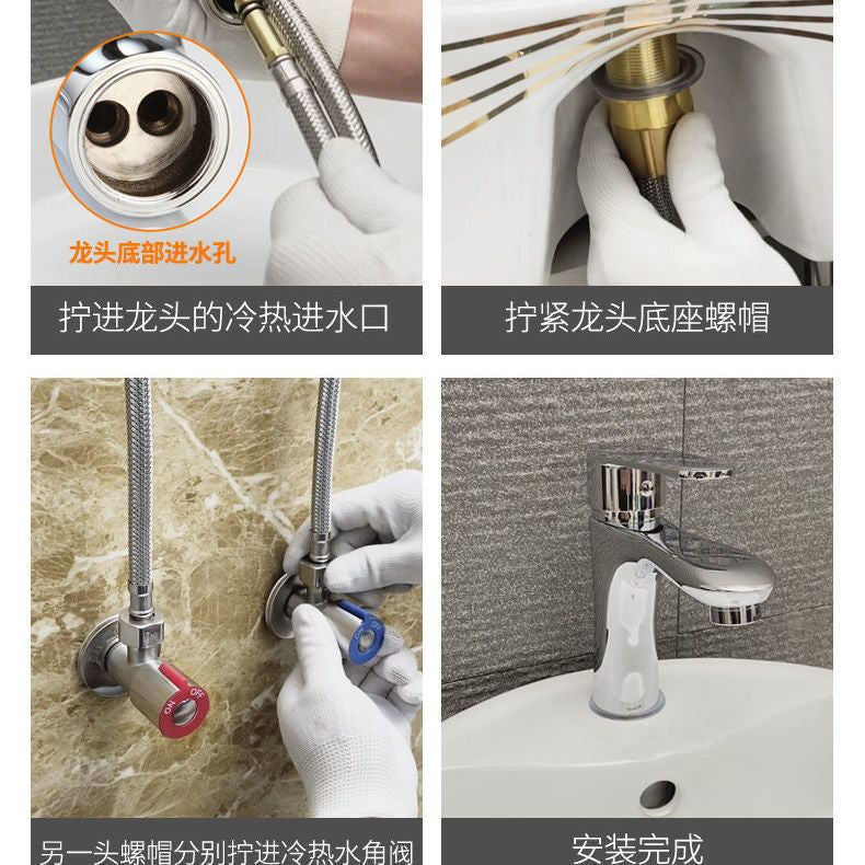 New 60cm/80cm/100cm Stainless Steel Faucet Hoses Cold Hot Mixer Faucet Water Inlet Pipe Kitchen Faucet Bathroom Tap Hose Tube