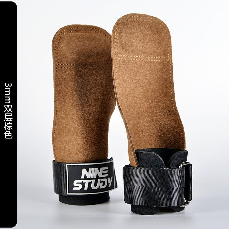 Hard Pull Booster with Cowhide Palm Men's Pull-Up Wrist Bracer Horizontal Bar Pull Back Grip with Hand Gloves Men's Fitness Gloves