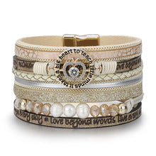 Cross-Border E-Commerce European and American Titanium Steel Lettering Old Pattern Cowhide Rope Bracelet Stainless Steel Magnetic Buckle Male and Female Couple Bracelet