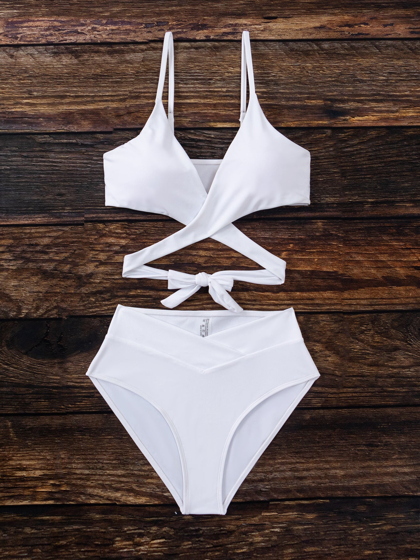 2025 New Bikini Cross-Border European and American Style Aliexpress Solid Color Tie-Up Sexy Bikini Two-Piece Swimsuit Swimwear for Women